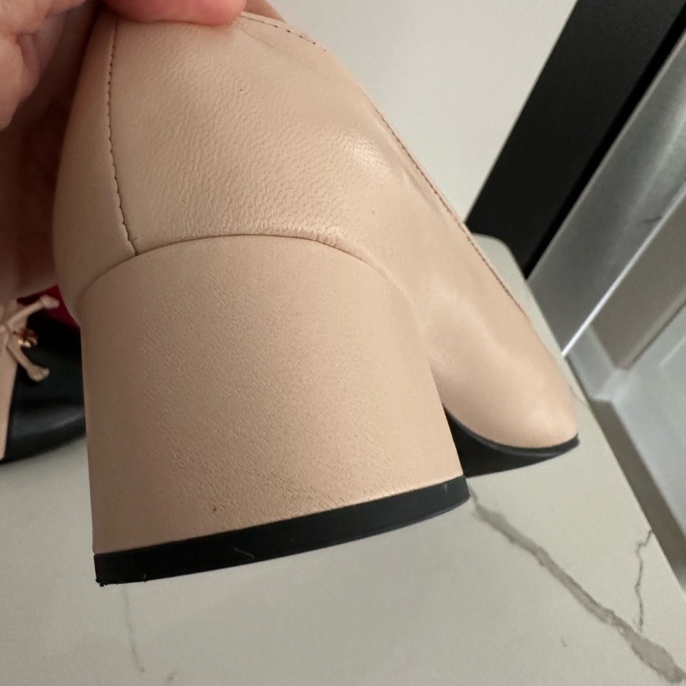 Tory Burch Two-Tone Blush Pink and Black Block Heel Flats - Picture 9 of 10